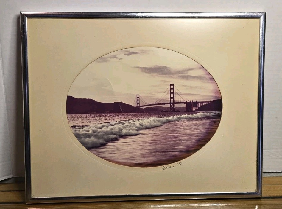 VTG Bo Svenson Signed Golden Gate Bridge Photograph Matted Framed Photo 1977