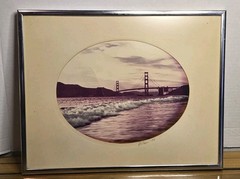 VTG Bo Svenson Signed Golden Gate Bridge Photograph Matted Framed Photo 1977
