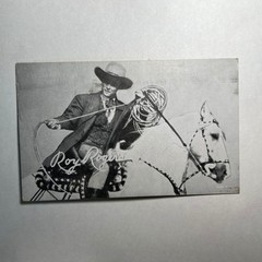 VTG 1940s Antique Arcade Card Roy Rogers Lasso Trigger Cowboy USA Halftone Penny