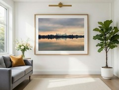 Colorado Denver Skyline Cityscape Sloans Lake Sunrise, Fine Art Photography,