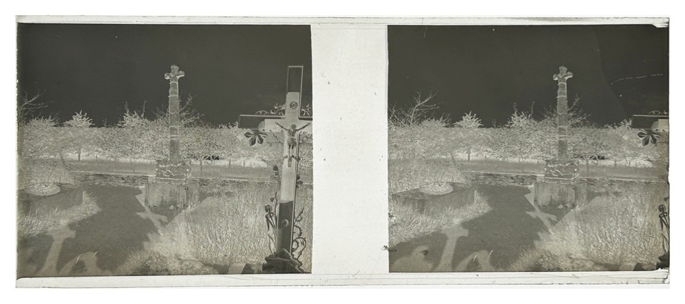 France Calvaire Cross Monument Photo NEGATIVE c1920 Glass Plate Tirage Original