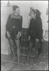 LOT 2x Larger size, girl w amazing eyes, mini skirts, 2 photos on 1 cardboard, ,