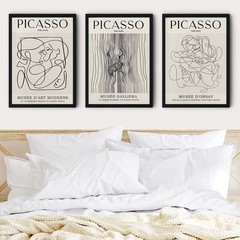 Framed Picasso Abstract Female Line Wall Art Prints Set of 3 Picasso The Kiss…