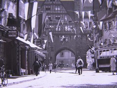 Freiburg Oberlinden Tram around 1900 Large Hist. glass picture no.1