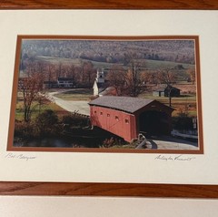 Bob Burgess Signed West Arlington VT Covered Bridge Photo Framed 17×13