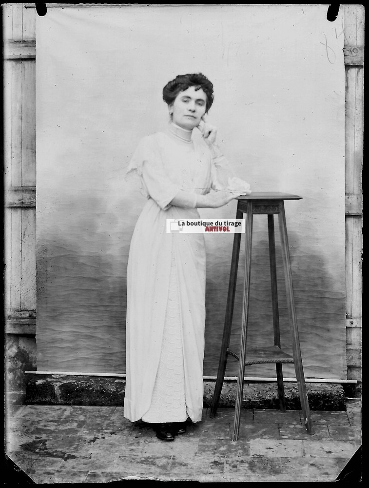 Vintage Black And White Photo Negative Glass Plate 9X12 Cm Woman Dress