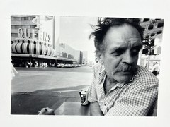 VTG 1980s Las Vegas B&W Photograph Four Queens Casino, Man Drinking A Beer