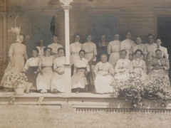 Steinhaus Family Photo Ladies Vtg Orig. 1910s 20s Sepia Tone Porch Photograph
