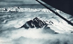 1931 Vintage 11×14 AVIATION AIRPLANE Aerial Cloud Snow Alps Summit Photo Gravure