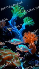Digital Art Picture Image Photo Wallpaper Background Desktop AI – Coral and Fish