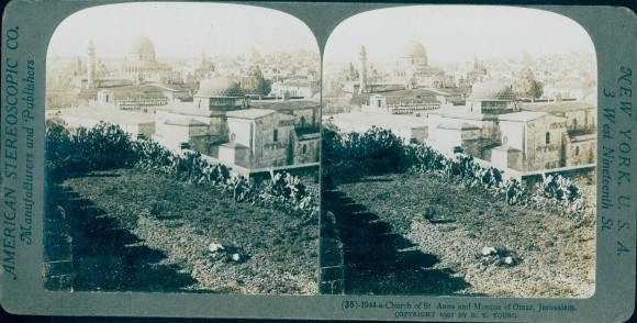 Stereo Photo Jerusalem Israel, Church of St. Anne, Mosque of Omar – 10818812