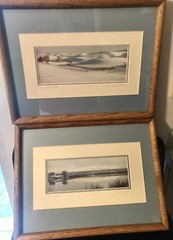John Clement Signed Framed Art Landscape Desert Snow & Country Barn Winter (2)