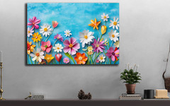 Colorful Floral Wall Art, Rainbow Flower Print, Spring Garden Painting Botanical