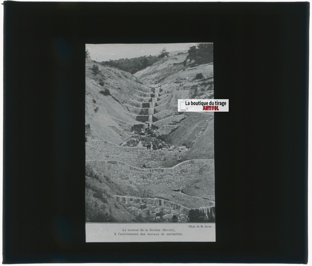 Torrent De La Grollaz, Photo Glass Plate, Black & White, Positive 8.5×10 Cm