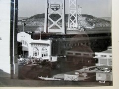 1930s SF Bay Bridge Under Construction B&W Silver Albumen Photograph