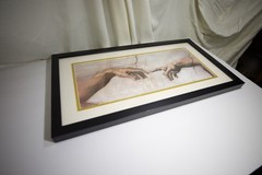 Creation of Adam, Wooden Framed Printed Wall Art ,Glass Protective Cover +2Hooks