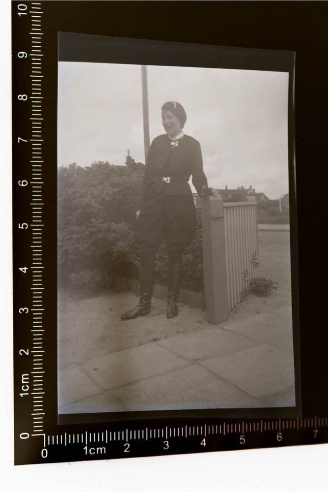 Great old negative woman in riding set??? Breeches Trousers 30-40s