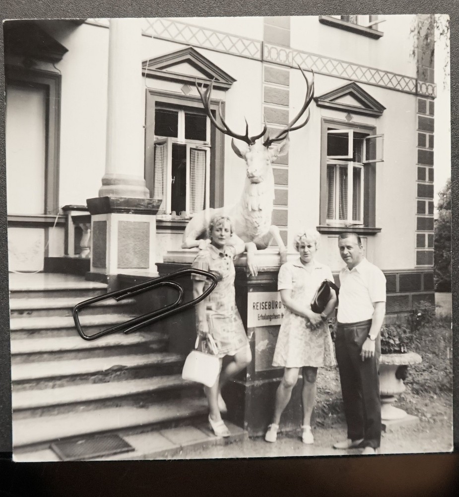 Photo portrait GDR women skirt travel agency youth hotel Feldberg deer sign fashion