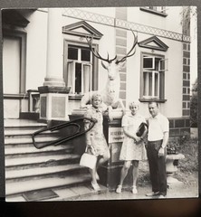 Photo portrait GDR women skirt travel agency youth hotel Feldberg deer sign fashion