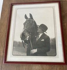 vintage LF Redman Detroit photograph large framed Horse Rider woman hat gloves