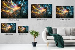 Fairy Art, Vibrant Fantasy Artwork Translucent Wings, Neon Fairy, Magical Glow