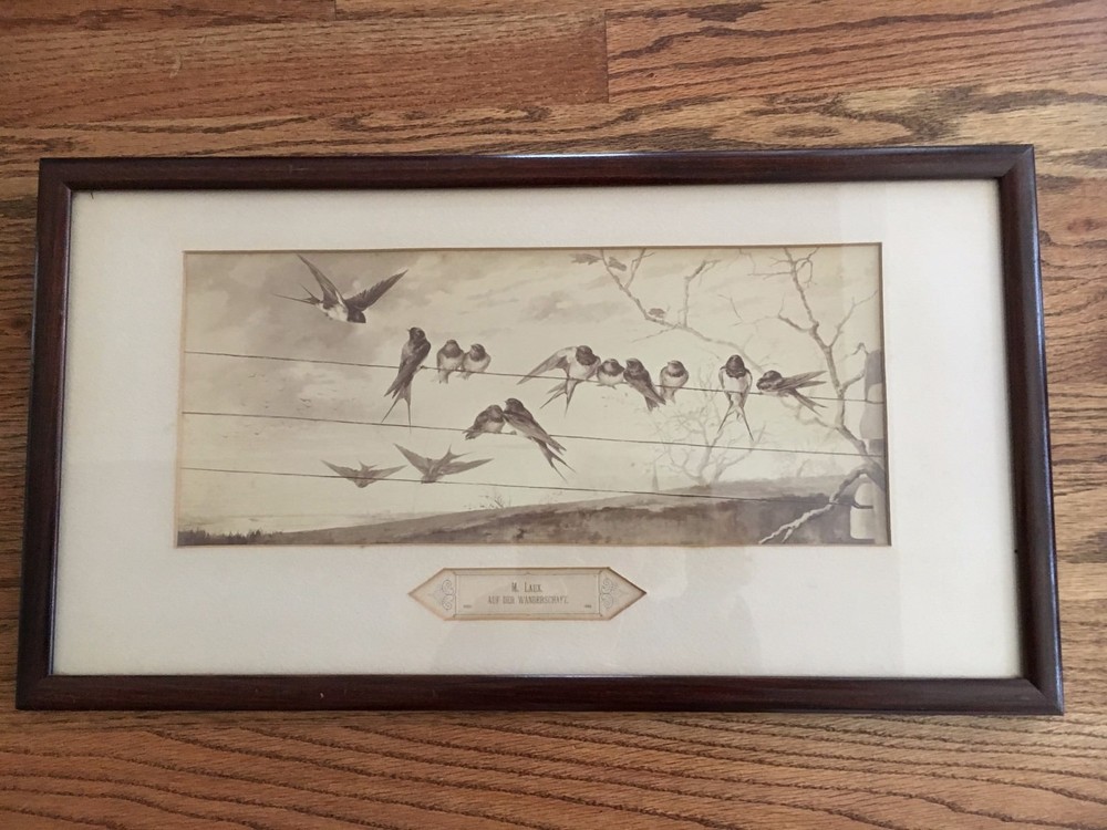 MARIE LAUX Birds Auf Der Wanderschaft Franz Hanfstaengl Munich GERMANY Signed
