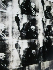 6 PHOTOGRAPHS OF ANDY WARHOL ART WORK INCLUDING JACKIE KENNEDY, SUICIDE, MEN KIS