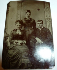 Antique Tin Type Photo 2 Young Women and Men