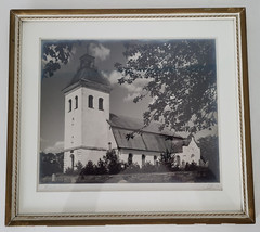 Fjaras Church Kyrkby Sweden Framed 1948 Original Photograph art work signed rare