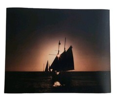 Vintage (Reprint) 8X10 Photo Europe 1973 Seascape Boat Water Sunset Color