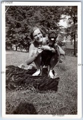 Mrs Illy and French Bulldog Bully – 1930s – Photo 6x9cm