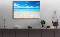 Beach Ocean Photo, Crystal Clear Waters and Blue Sky Landscape, Coastal Decor