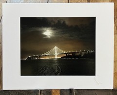 The New Bay Bridge With Full Moon, Oakland – Matted Fine Art Photographic Print