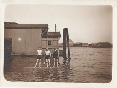 Bathing Swimwear Young Pretty Women on Board Lake Dresser Room Vintage Circa 1920