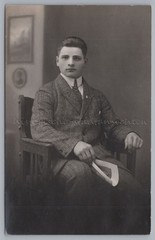 Portrait Young Man with Woman Portrait in Hand – Old Photo 1920s