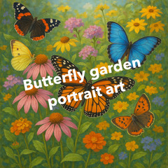 Butterfly Garden Portrait Art (AI GENERATED IMAGE)