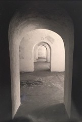 VINTAGE BLACK AND WHITE ARCHED DOORWAY INTERIOR STUDY PHOTOGRAPH