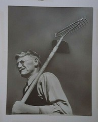 Vintage fine art Photograph unknown Artist/Model Depression era Farmer w/rake