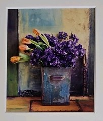 Lenny Lyons Bruno Art Photograph Purple Hyacinth & Orange Tulips Matted 11×14