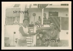 Men Boxing on Deck of Ship – 1930s – Sports Maritime – Photo 9x6cm