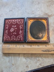 Antique Daguerreotype photograph case 19th century Velvet Interior Lining