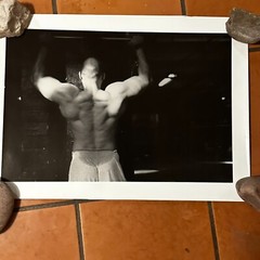 Art Photograph Silver Gelatin Print Janine Gordon Signed 20×24″ B/W Body Builder