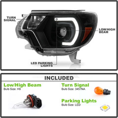 – for 2012 2013 2014 2015 Toyota Tacoma Pickup Black Housing LED Tube Projector