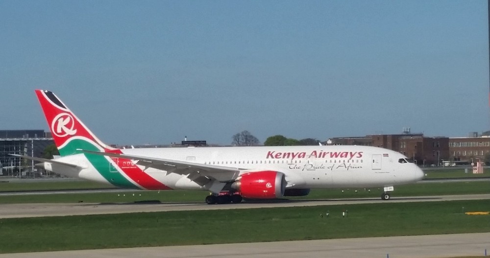 Kenya Airways Boeing 787-8 at London Heathrow Airport