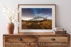 Aqua Colored Thunderstorm Over Old Bridge in Texas Panhandle Photography Print