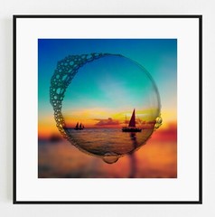 KEY WEST Sunset Bubble 12×12 Art Photo Photograph Print Modern Boat Surreal Sail
