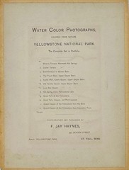 Frank Jay Haynes / Water Color Photographs Colored from Nature Yellowstone 1890