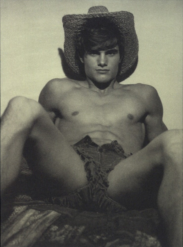 1999 Bruce Weber Male Model Straw Hat & Short Shorts Art Photo Gravure