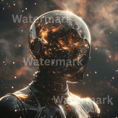 Digital Image Picture Photo Wallpaper Printable Futuristic AI Robot Head Cosmic