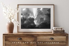 Celestial Photography Print – Sunbeams Bursting Through Storm Clouds in Oklahoma